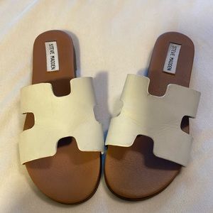 Steve Madden Women's Dariella Leather Slides White